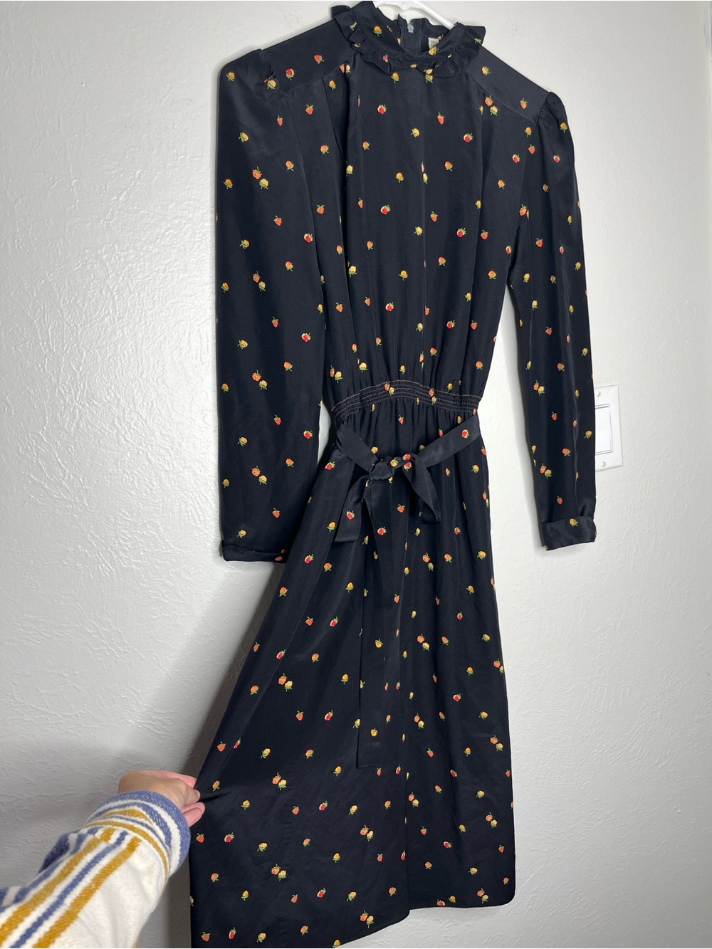 Vintage 80s Adrianna Papell 100% Silk Midi Dress - Size 4 Berry Print Whimsygoth